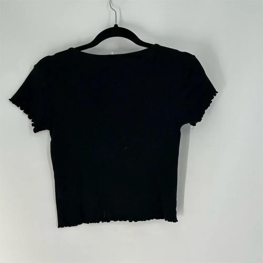 Reformation Women's XS Black Cropped Lowen Tee Short Sleeve Casual Top - Picture 5 of 11